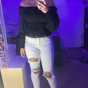 off the shoulder black top